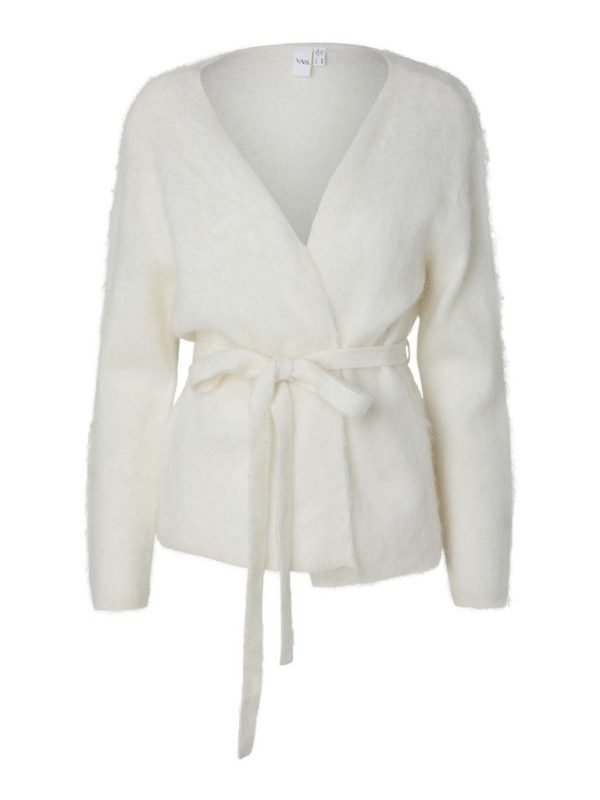 YASTILDE LS BELT KNIT CARDIGAN - Star white