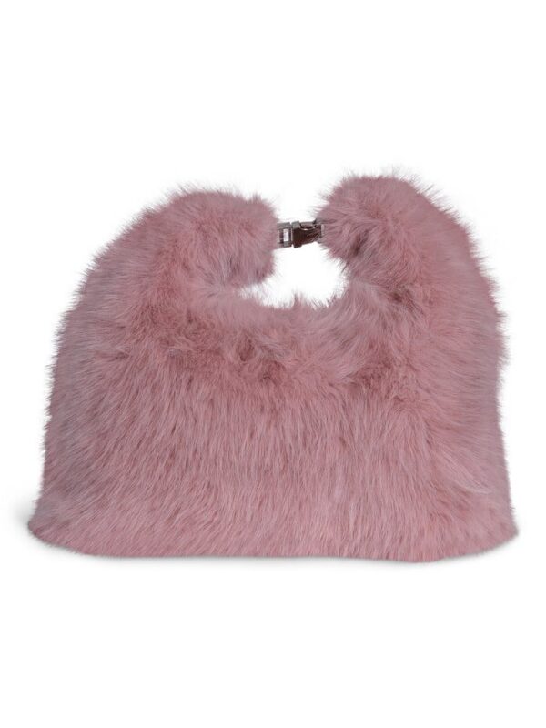 FAUX FUR HOBO BAG - Dusty rose