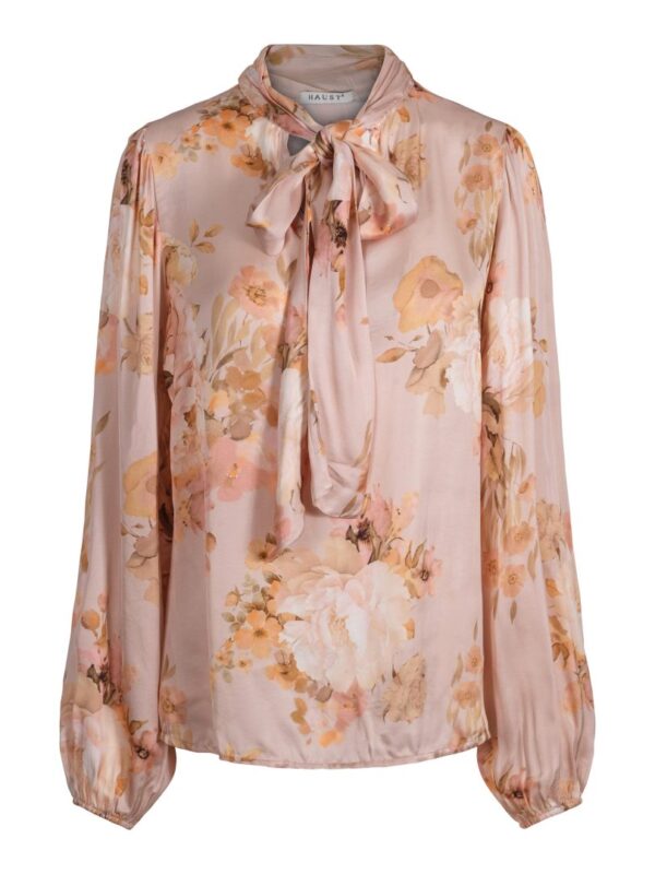TIE SATIN BLOUSE - Dusty rose