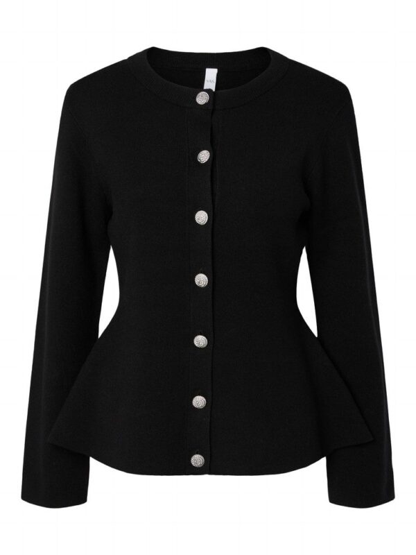 YASPIMI LS PEPLUM KNIT CARDIGAN - Black