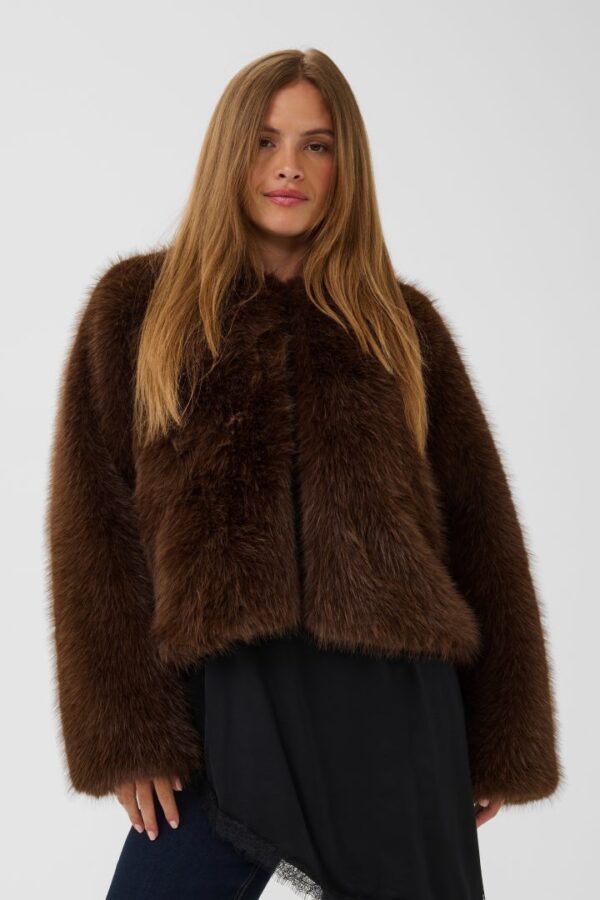 CUCANAN  FAUX FUR JACKET- COFFEE BEAN