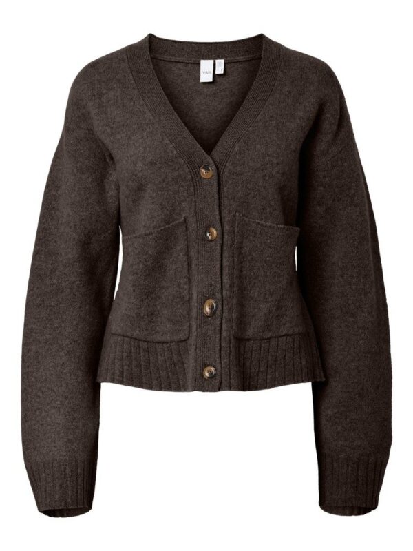YASEMILA LS WOOL KNIT CARDIGAN - Coffee bean/melange